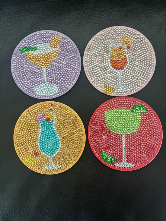 Hand Crafted Other - Handcrafted Rhinestone Embellished Wooden Coaster Set  (sealed)